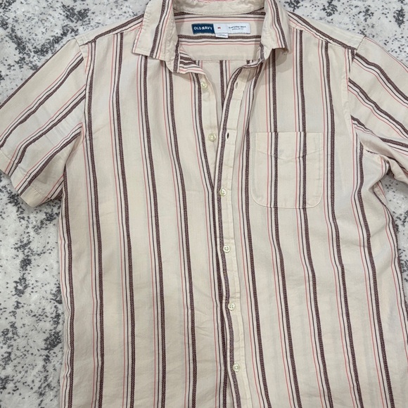 Old Navy Other - Old Navy Men's Casual Beige and Brown Striped Shirt NWOT
